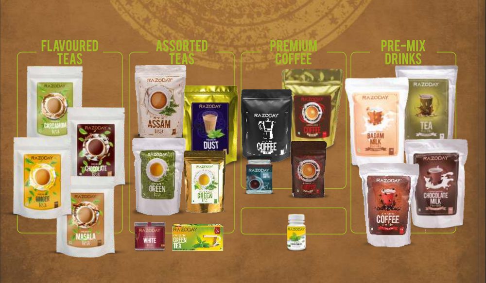 Razoday tea and coffee product lineup